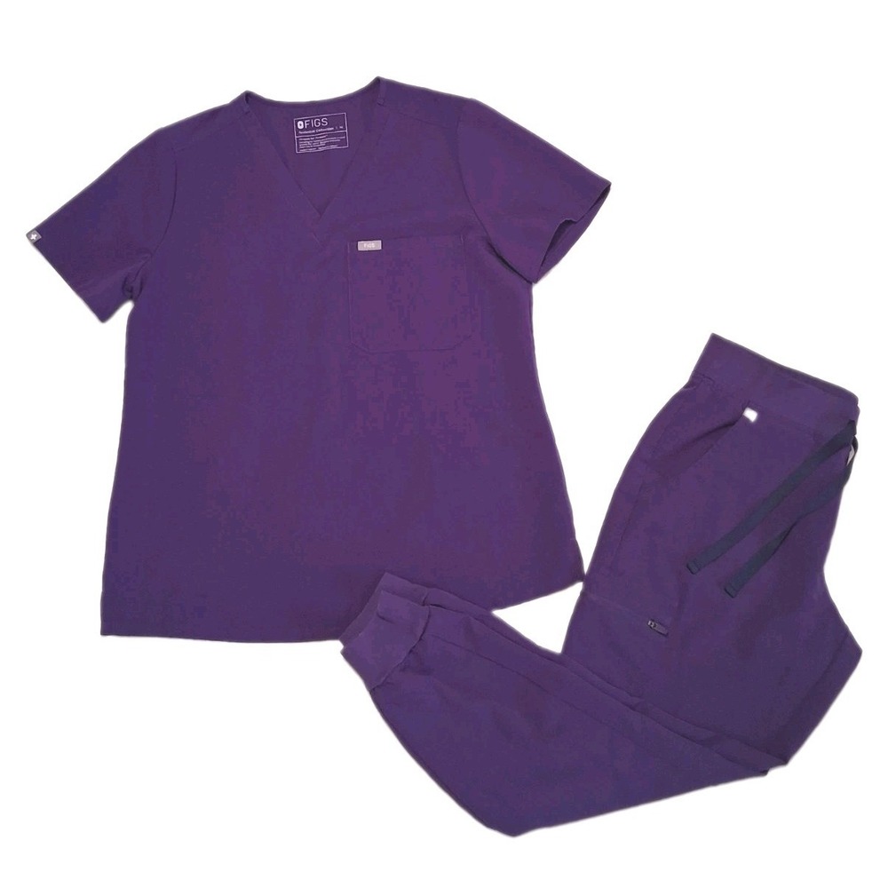 FIGS Womens Scrubs Set Top & Jogger Pants Purple M/ MP Technical Collection